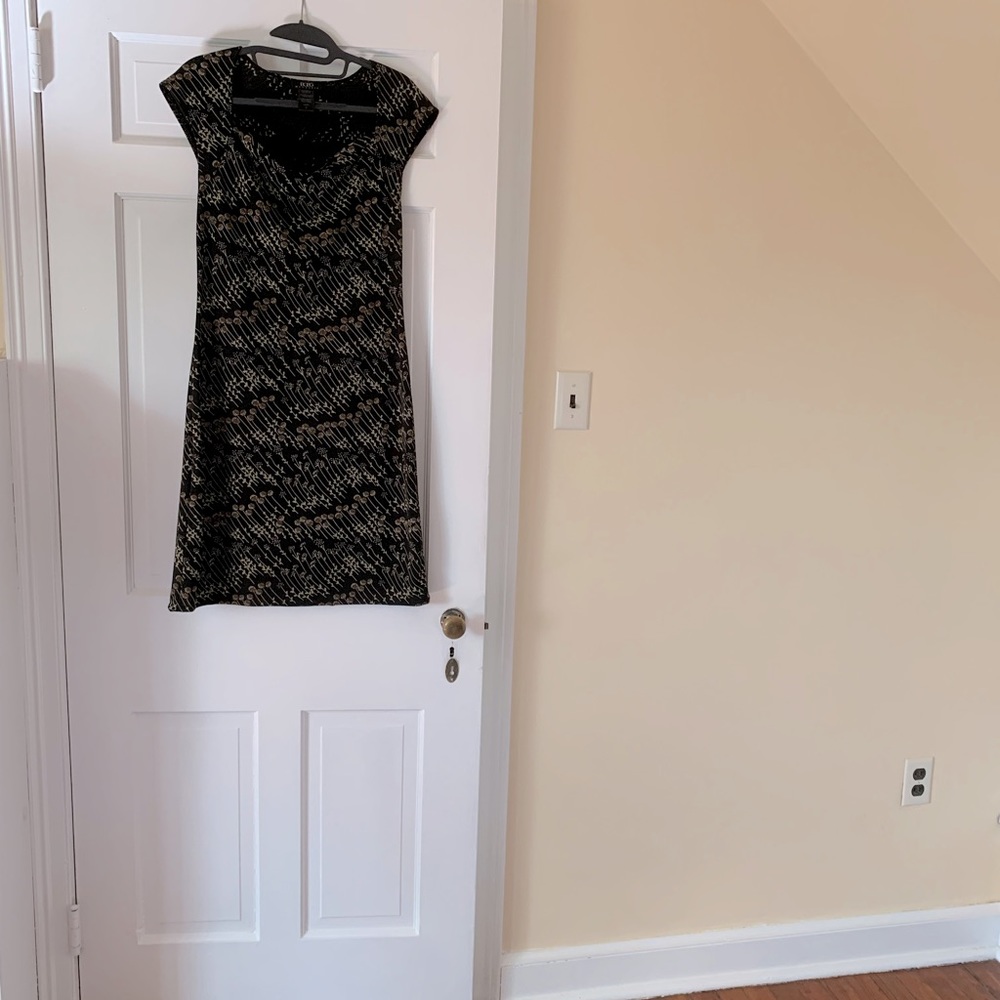 BCBG dress Black with Tan print